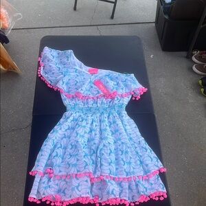 Lilly Pulitzer One Shoulder Dress in Blue and Pink